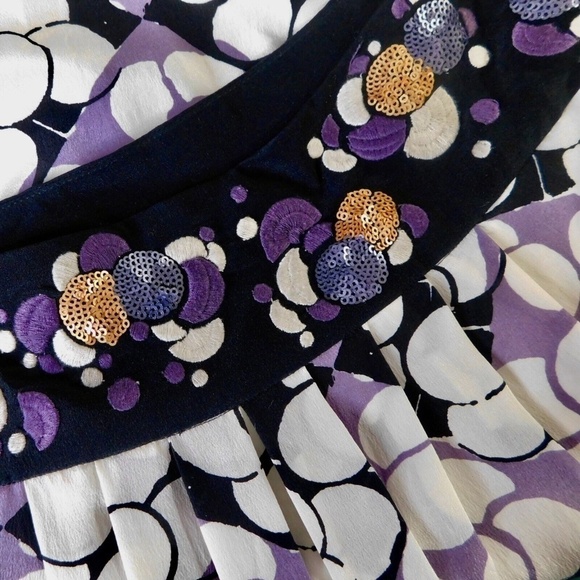 Anthropologie FLOREAT Silk Ocean Mist Embroidered Skirt Sequins Dots Bubbles 2 - Picture 10 of 14